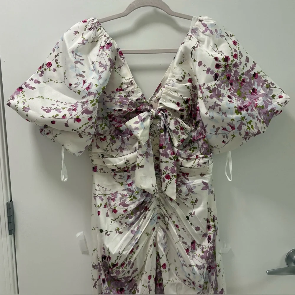Cinq à Sept Brenton Puff-Sleeve Mid-Summer Bloom Dress Size 4 NWT - Picture 7 of 16